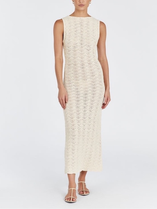 DISSH Dresses & Skirts - Dissh Giselle Buttermilk Sleeveless Cream Crochet Knit Maxi Dress